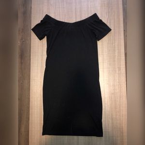 Black off the shoulder mini dress